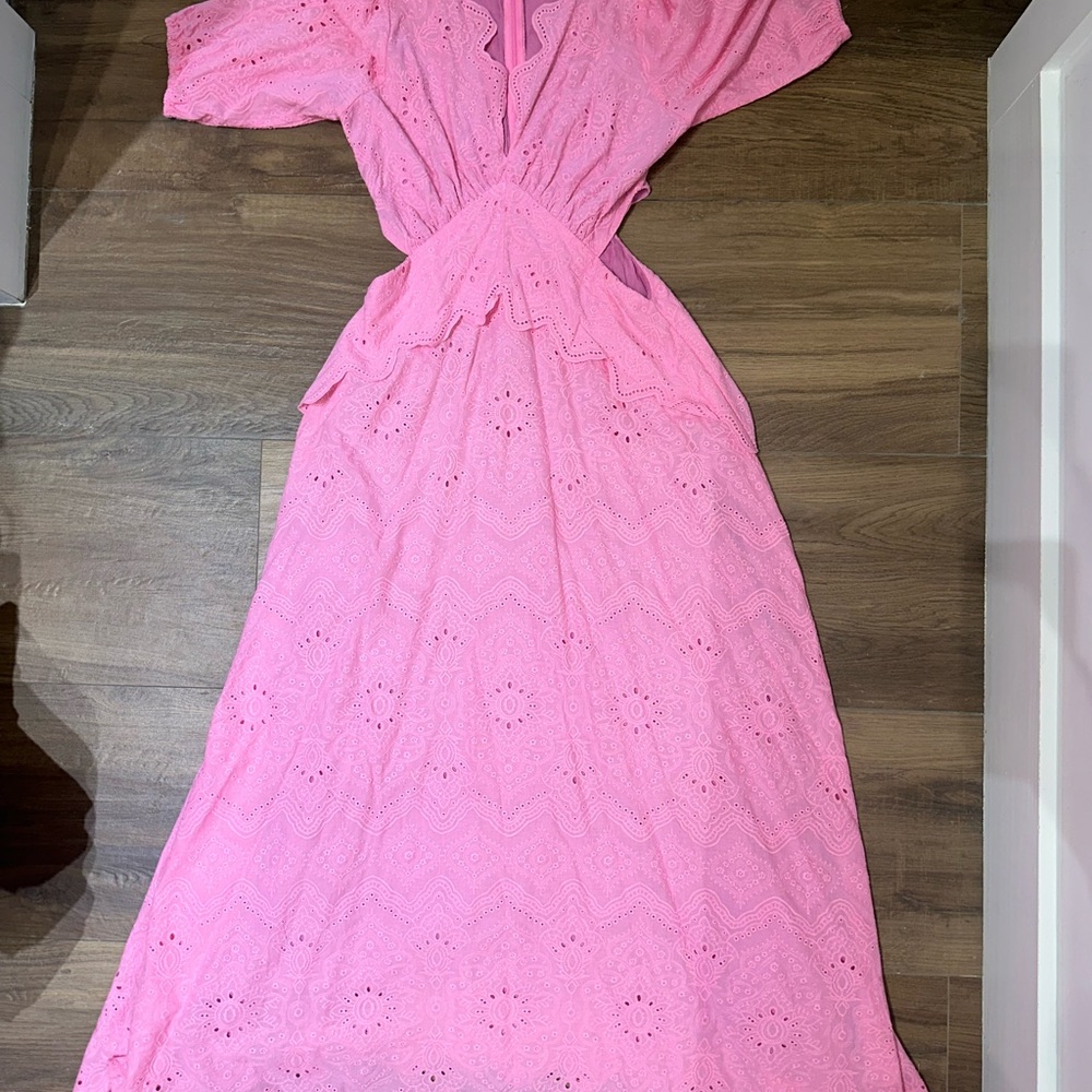 Pink Eyelet Maxi Dress